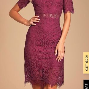 Lulus burgundy lace midi dress